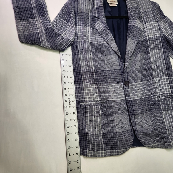 🔆Vintage Worthington Blue & White Plaid Blazer Size 6 - Picture 9 of 11